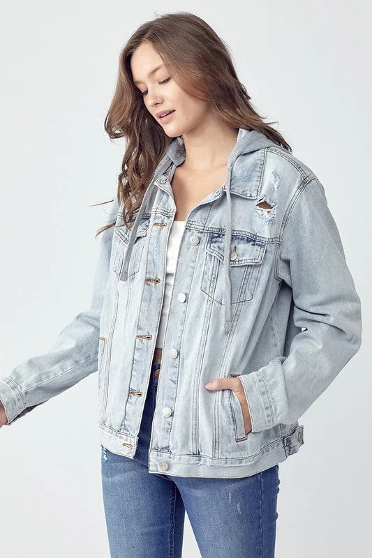 Relaxed Fit Trucker Jacket Snapped Jacket Toggled Jacket Drawstring Jacket