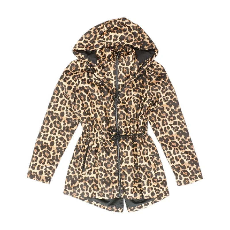 Tan Animal Print Lightweight Jacket Satin Fabric Silk Fabric Chiffon Fabric