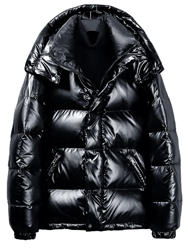 Unisex White Duck Down Puffer Jackets With Detachable Hood Denim Fabric Leather Fabric Suede Fabric Unisex White Duck Down Puffer Jackets With Detachable Hood Denim Fabric Leather Fabric Suede Fabric