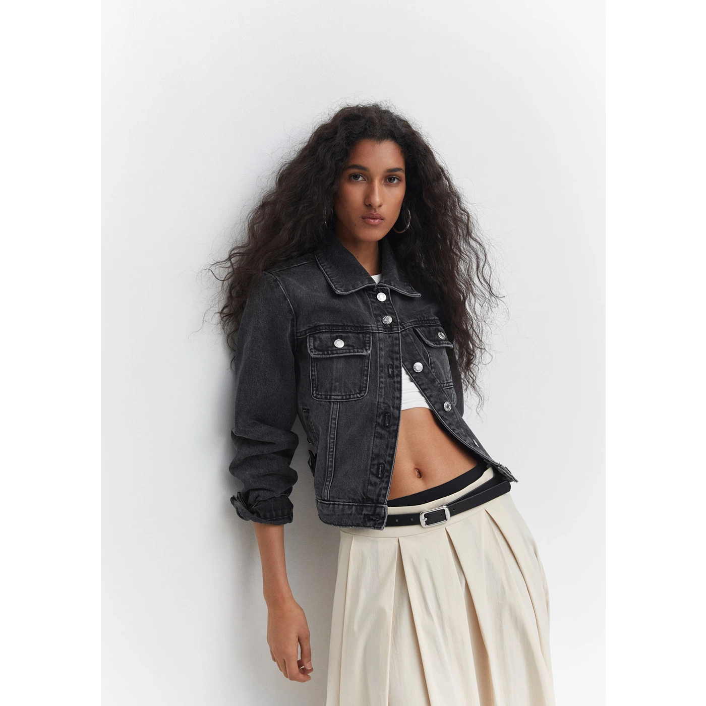 Charcoal Black Denim Jacket Knit Jacket Woven Jacket Fleece Jacket