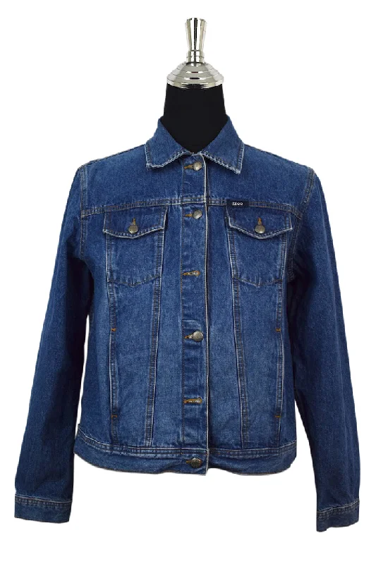 Ladies Izod Brand Denim Jacket Front Pockets Side Pockets Patch Pockets