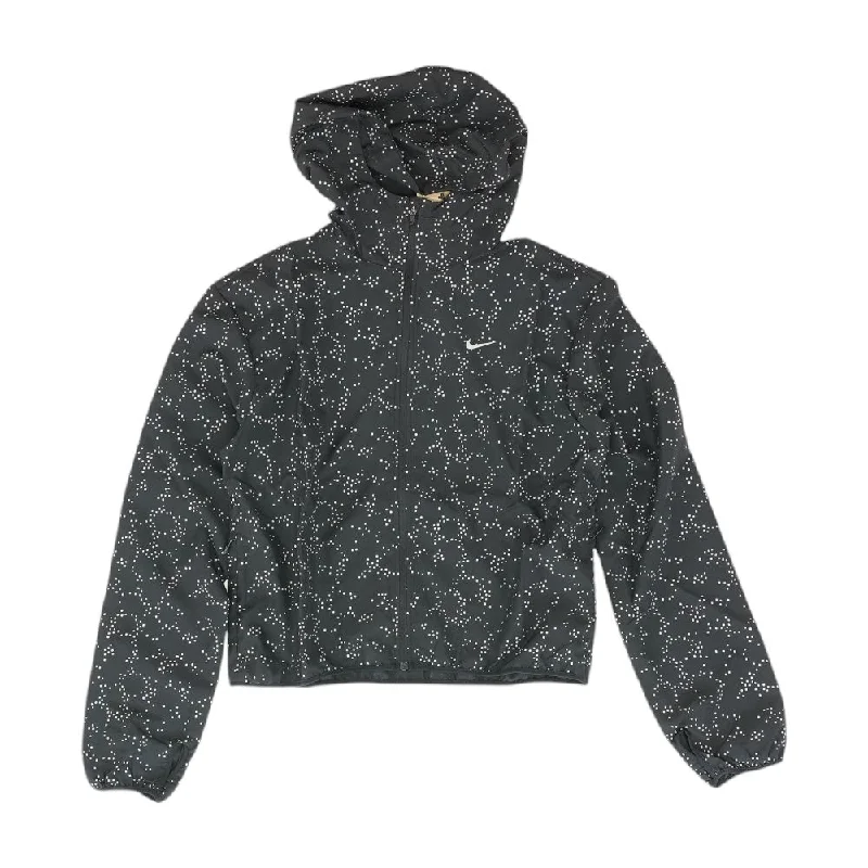 Black Polka Dot Active Jacket Welt Pockets Slit Pockets Flap Pockets