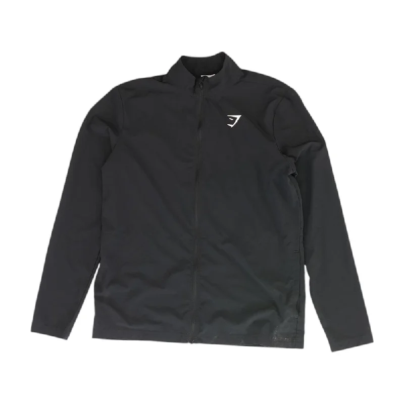 Black Solid Active Jacket Nylon Jacket Polyester Jacket Spandex Jacket
