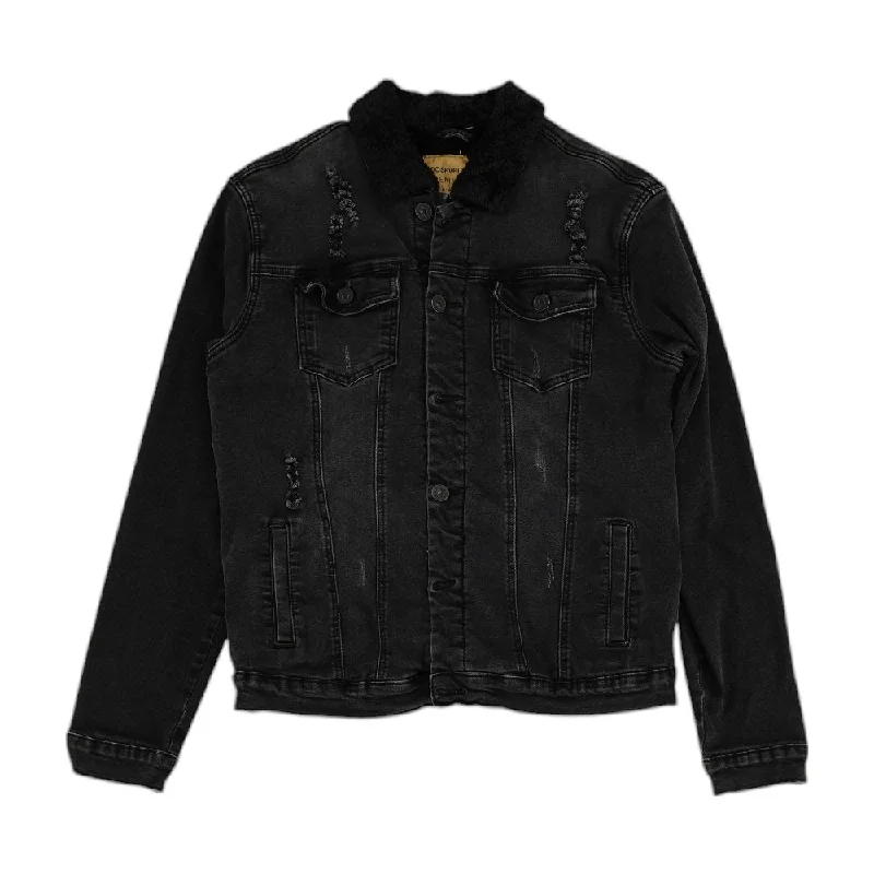 Black Solid Denim Jacket Fitted Jacket Loose Jacket Oversized Jacket