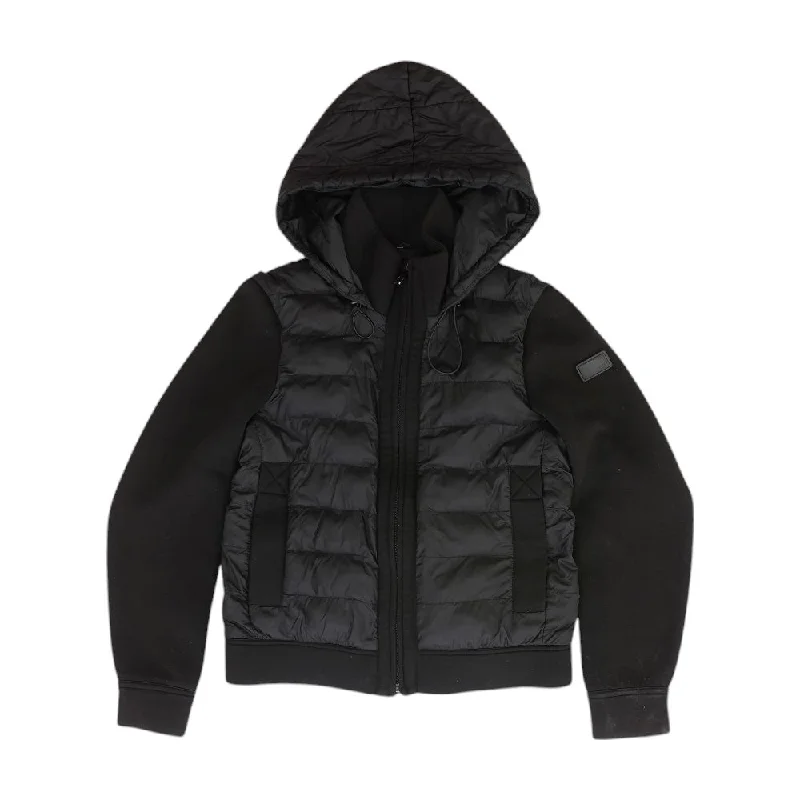 Black Solid Puffer Jacket Faux Fur Fabric Real Fur Fabric Shearling Fabric
