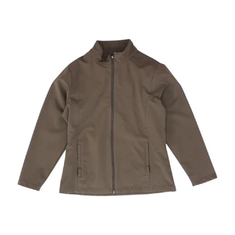Brown Solid Active Jacket Collared Jacket Crew Neck Jacket Turtle Neck Jacket