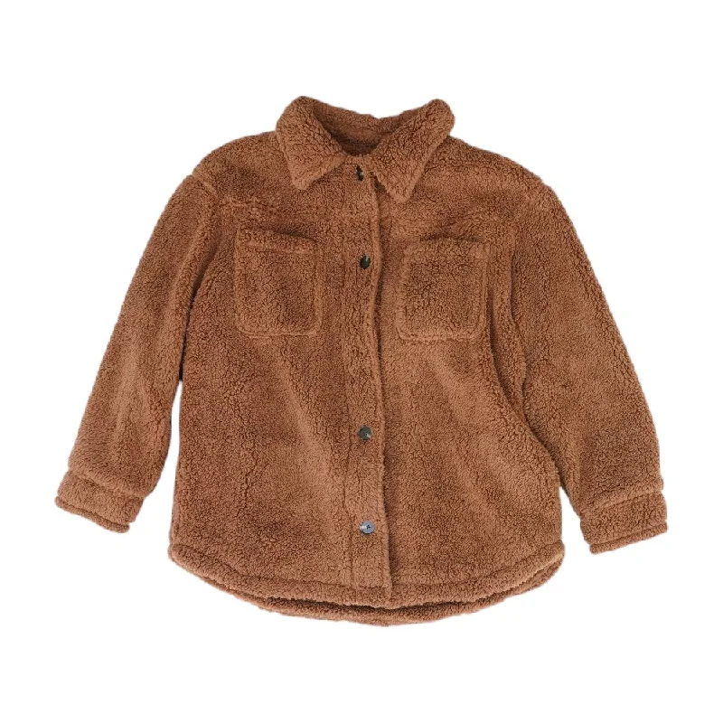 Brown Solid Jacket Faux Fur Fabric Real Fur Fabric Shearling Fabric