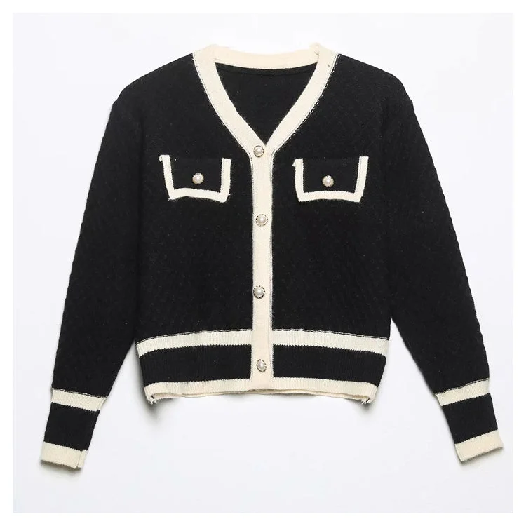 Button knitted cardigan jacket fashion versatile slim sweater  7274 Denim Jacket Leather Jacket Suede Jacket