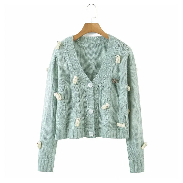 Cartoon little bear knitted cardigan cute loose sweet cardigan jacket 7236 Satin Jacket Silk Jacket Chiffon Jacket Cartoon little bear knitted cardigan cute loose sweet cardigan jacket 7236 Satin Jacket Silk Jacket Chiffon Jacket
