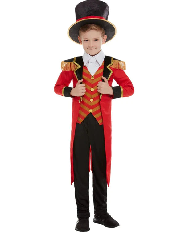 Ringmaster Deluxe Boys Costume Red Jacket, Mock Shirt, Trousers And Hat Belted Jacket Elasticated Jacket Padded Jacket Ringmaster Deluxe Boys Costume Red Jacket, Mock Shirt, Trousers And Hat Belted Jacket Elasticated Jacket Padded Jacket