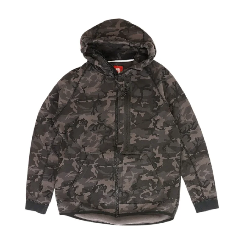 Gray Camo Active Jacket Hoodie Zip-Up Jacket Button-Up Jacket