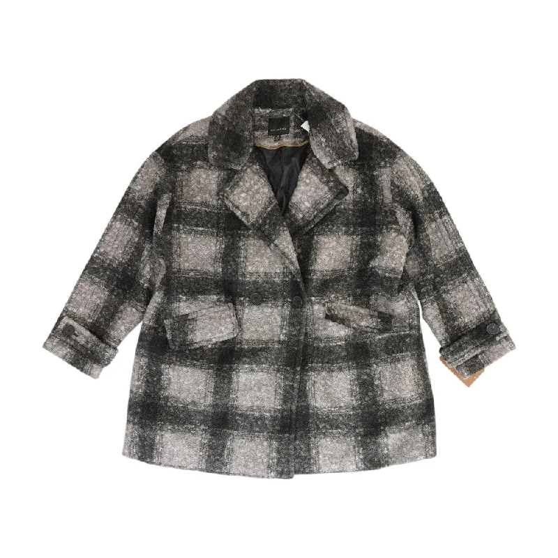 Gray Plaid Peacoat Jacket Fitted Jacket Loose Jacket Oversized Jacket