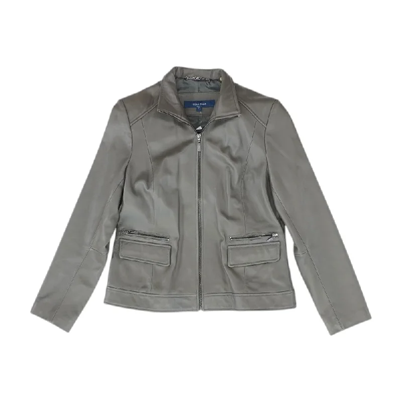 Gray Solid Leather Jacket Denim Jacket Leather Jacket Suede Jacket