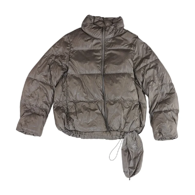Gray Solid Puffer Jacket Mesh Jacket Canvas Jacket Denim Jacket