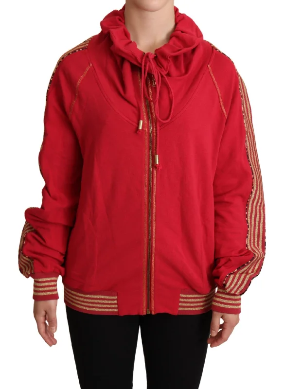 John Galliano Radiant Red Cotton Full Zip Hooded Jacket Bomber Jacket Anorak Windbreaker John Galliano Radiant Red Cotton Full Zip Hooded Jacket Bomber Jacket Anorak Windbreaker
