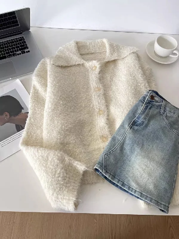 knitted cardigan simple short sweater jacket S4730 Zip Front Button Front Snap Front knitted cardigan simple short sweater jacket S4730 Zip Front Button Front Snap Front
