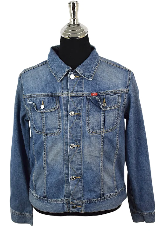 Diesel Brand Denim Jacket Welt Pockets Slit Pockets Flap Pockets