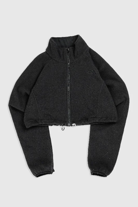 Rework North Face Crop Fleece Jacket - L Bomber Jacket Anorak Windbreaker