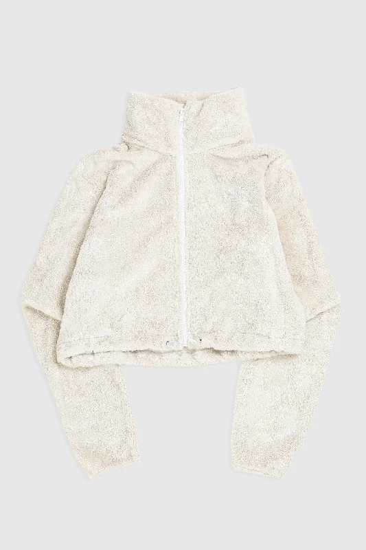 Rework North Face Crop Fleece Jacket - L Notch Collar Jacket Peter Pan Collar Jacket Cowl Neck Jacket Rework North Face Crop Fleece Jacket - L Notch Collar Jacket Peter Pan Collar Jacket Cowl Neck Jacket
