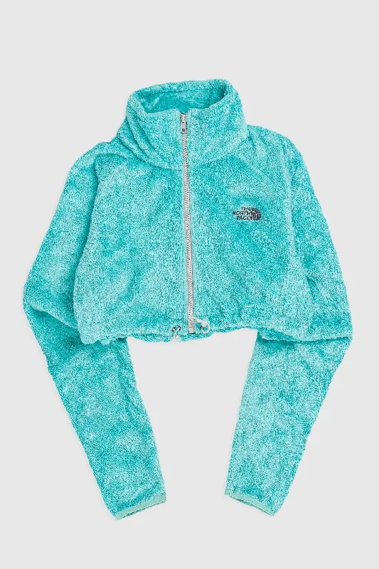 Rework North Face Crop Fleece Jacket - S Front Pockets Side Pockets Patch Pockets