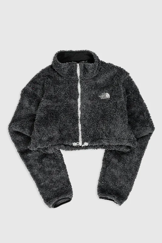 Rework North Face Crop Fleece Jacket - XL Welt Pockets Slit Pockets Flap Pockets