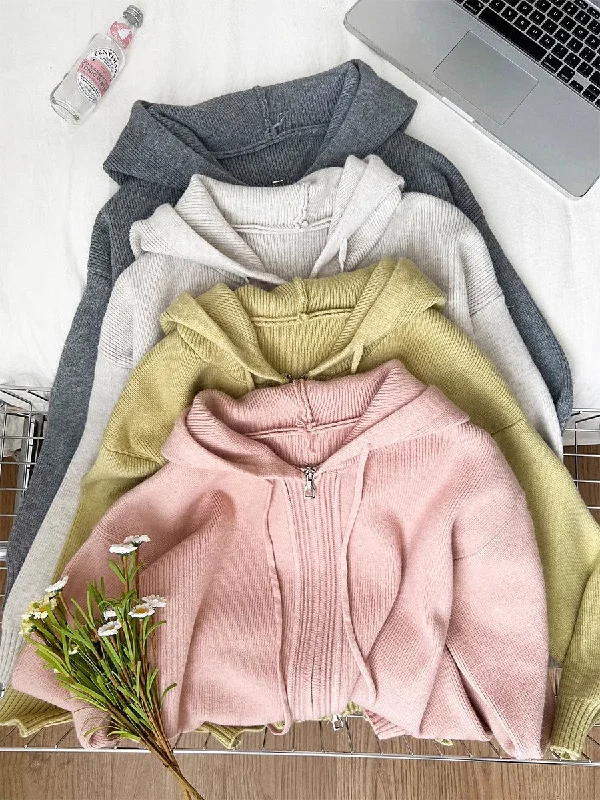 Sweet solid color double zipper knitted cardigan jacket S4725 Appliqued Jacket Beaded Jacket Sequined Jacket Sweet solid color double zipper knitted cardigan jacket S4725 Appliqued Jacket Beaded Jacket Sequined Jacket