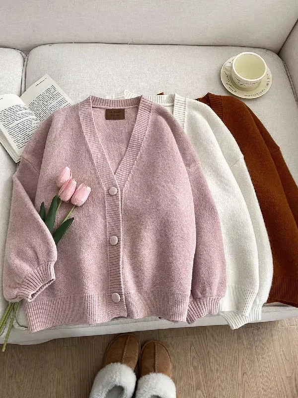 Sweet solid color V-neck knitted cardigan jacket S4758 Faux Fur Fabric Real Fur Fabric Shearling Fabric Sweet solid color V-neck knitted cardigan jacket S4758 Faux Fur Fabric Real Fur Fabric Shearling Fabric
