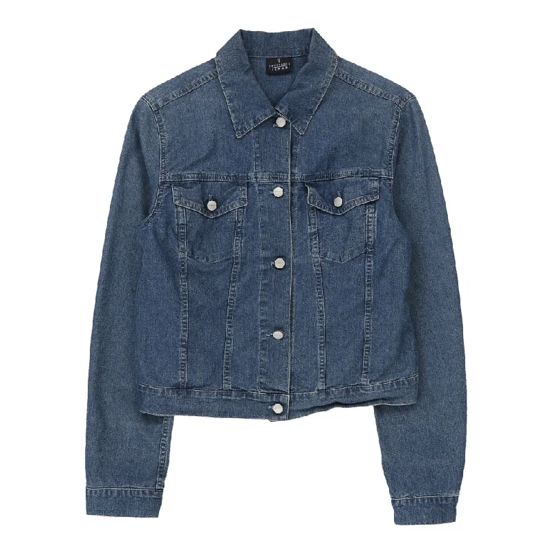 Trussardi Denim Jacket - Medium Blue Cotton Mesh Jacket Canvas Jacket Denim Jacket