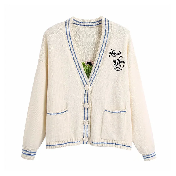 V-neck loose embroidered sweater cardigan jacket 7262 Rayon Fabric Velvet Fabric Corduroy Fabric V-neck loose embroidered sweater cardigan jacket 7262 Rayon Fabric Velvet Fabric Corduroy Fabric
