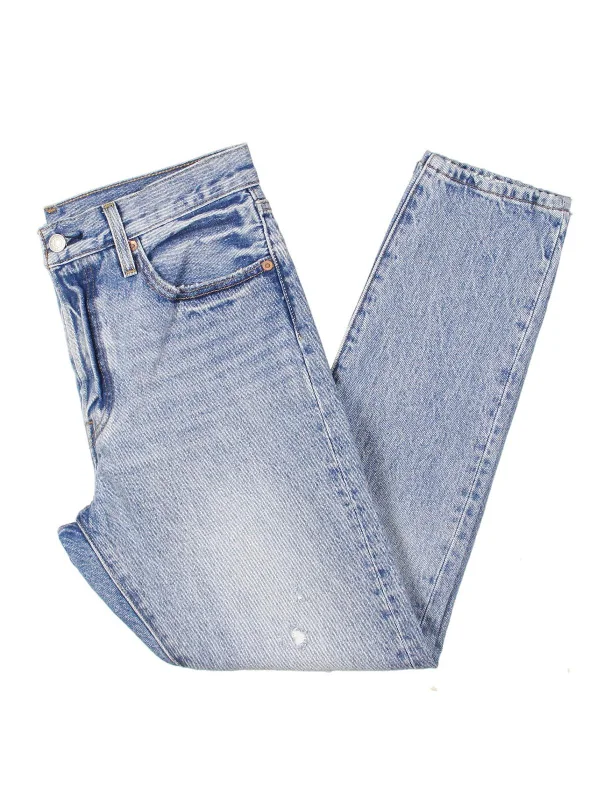 501 Womens Destructed Button Fly Skinny Jeans Fashionable Raw Edge Jeans