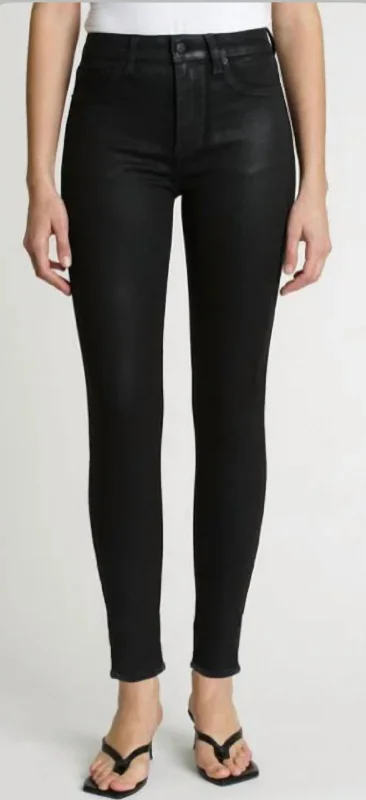 Aline High Rise Skinny Jeans In Coated Night Sky Fashionable Button-Front Jeans