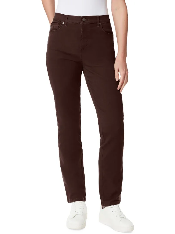 Amanda Womens Classic Rise Tapered Leg Jeans Stylish Paperbag Waist Denim