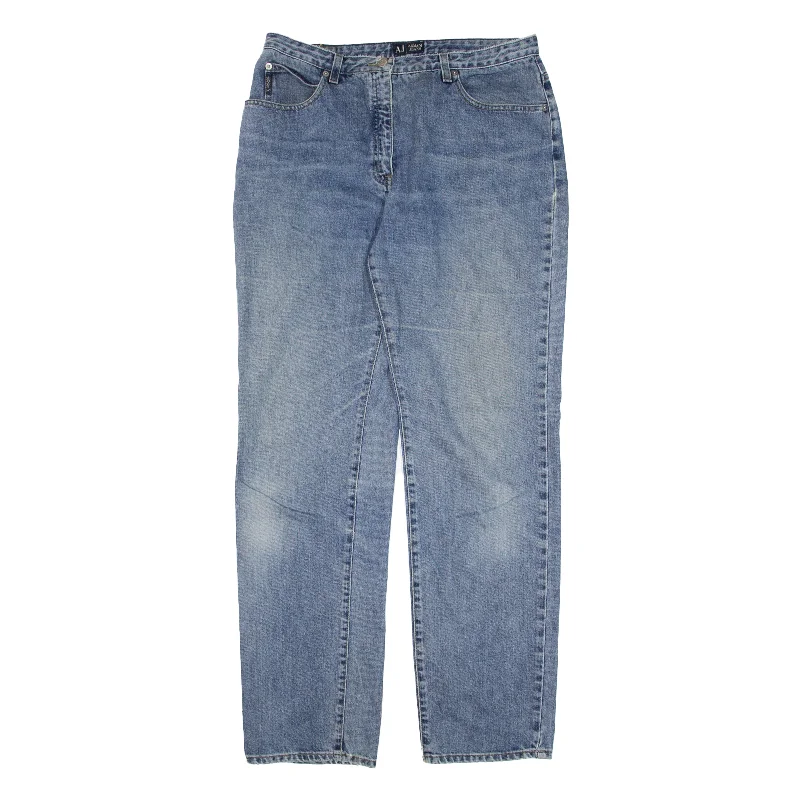 ARMANI Jeans Blue Denim Regular Straight Womens W31 L32 Cozy Wide-Legged Jeans