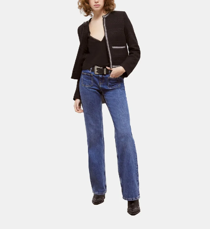 Blue Flare Jeans Fashionable Cropped Denim Jeans