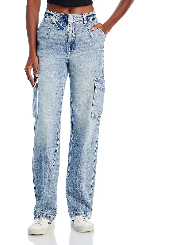 bobbie Womens Mid Rise Light Wash Straight Leg Jeans Trendy Acid Wash Skinny Jeans