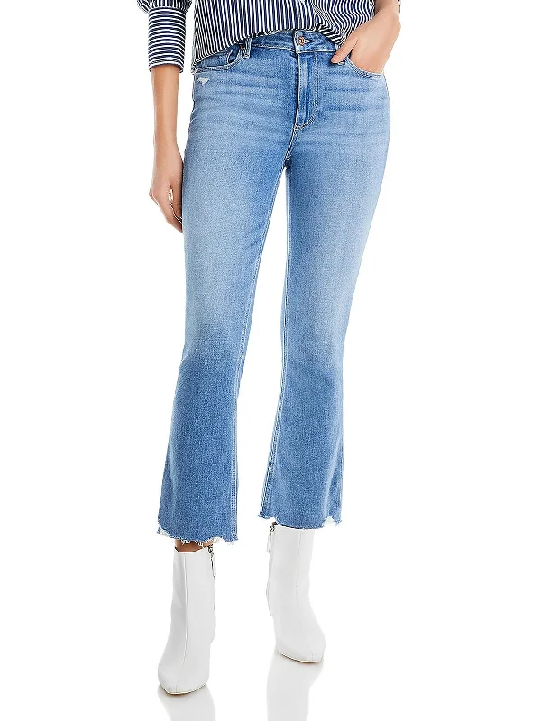 Colette Womens Destroyed Denim Flared Jeans Chic Cropped Jeans