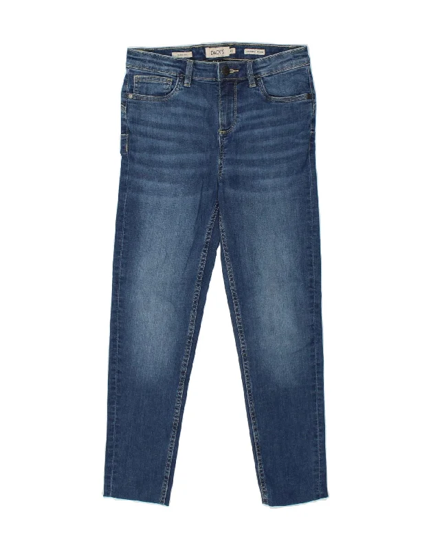 DACK'S Womens Slim Fit Cropped Jeans EU 40 Medium W28 L25  Blue Comfortable Folded Hem Jeans