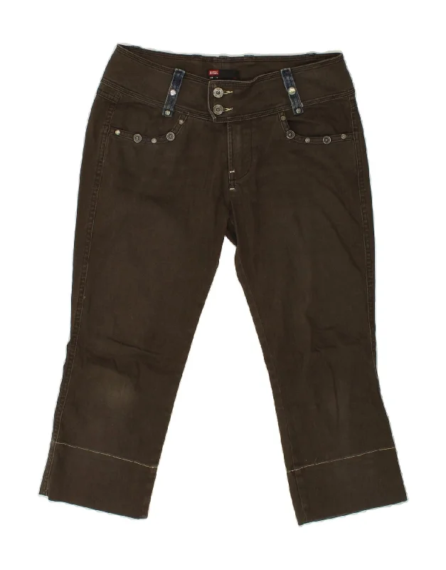 DIESEL Womens Capri Jeans W29 L22 Brown Cotton Trendy Acid Wash Skinny Jeans