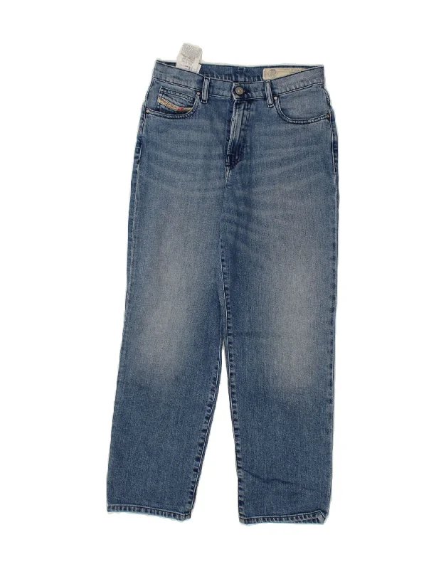 DIESEL Womens Niclah Regular High Waist Straight Jeans W25 L30 Blue Cotton Trendy Patchwork Denim Jeans