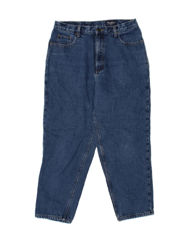 EDDIE BAUER Womens Petite Tapered Jeans US 16 XL W32 L27 Blue Cotton Fashionable Frayed Hem Denim