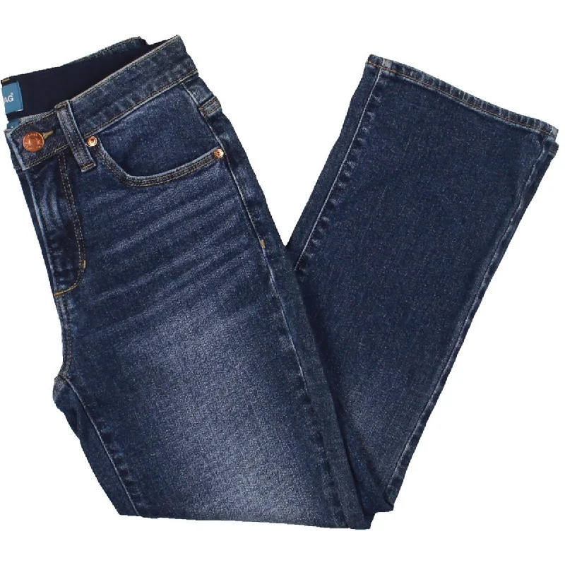 Eloise Womens Denim Mid Rise Cropped Jeans Cozy Wide-Legged Jeans