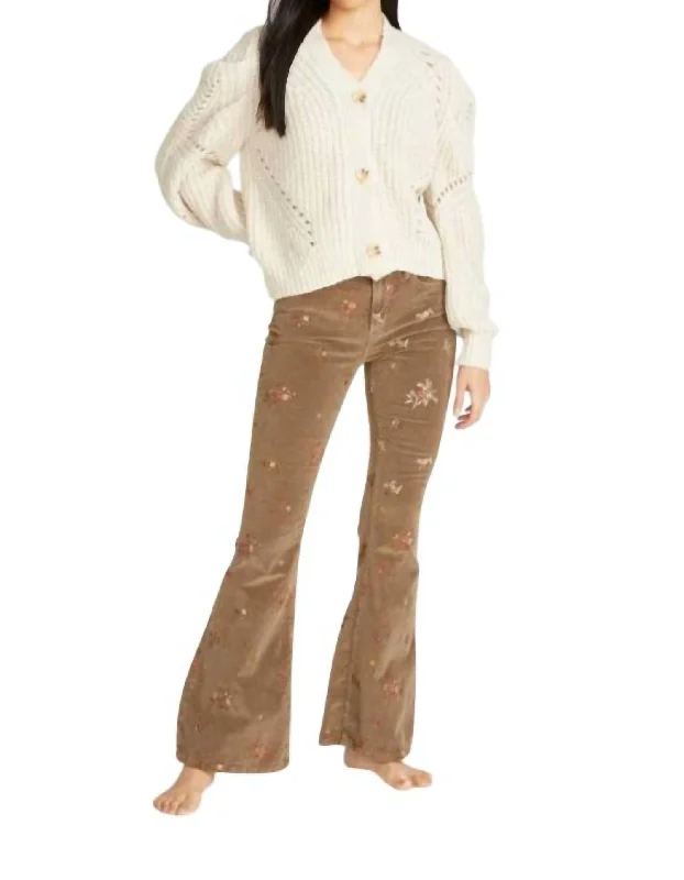 Farrah Corduroy Flare Jean In Mimosa Comfortable Drawstring Waist Jeans
