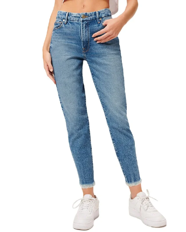 GOOD AMERICAN Blue 942 Girlfriend Jean Cozy Relaxed Fit Jeans