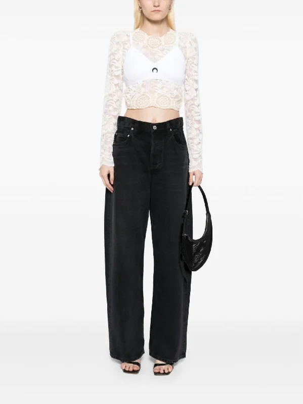 Gwendoline Scrunch Jean In Anthrocite Classic Blue Denim Jeans
