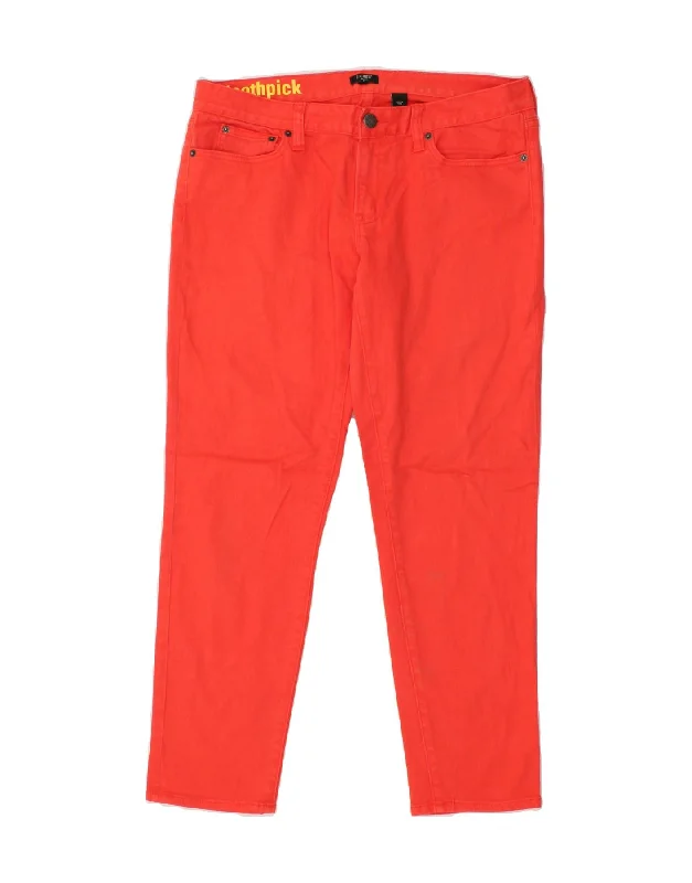 J. CREW Womens Toothpick Slim Jeans W31 L28  Red Cotton Fashionable Slim Fit Jeans