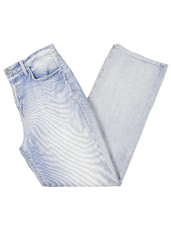 Jones Womens High Rise Faded Straight Leg Jeans Comfortable Straight-Legged Denim