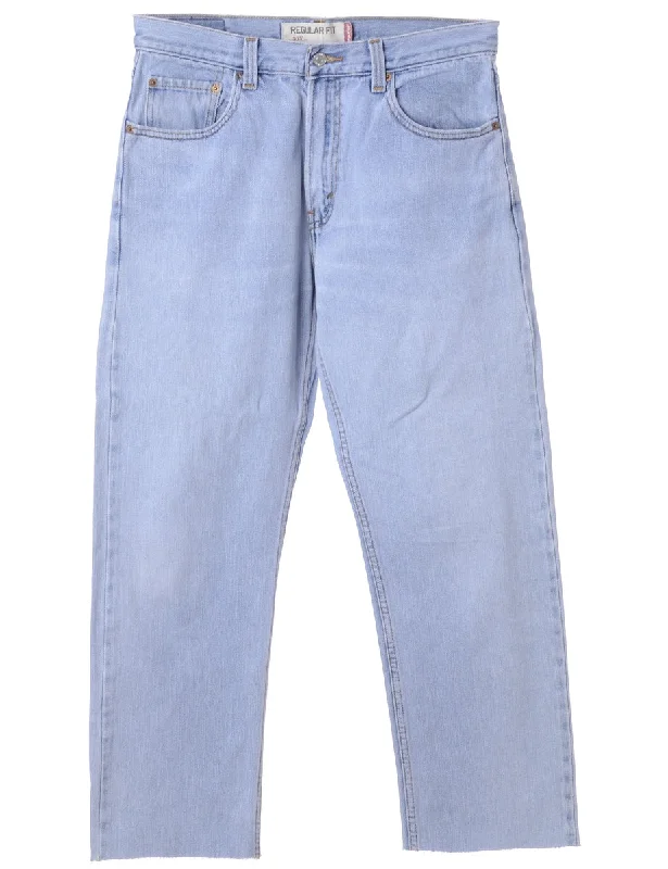 Label Light Wash Cropped Jeans Comfortable Distressed Straight-Leg Jeans