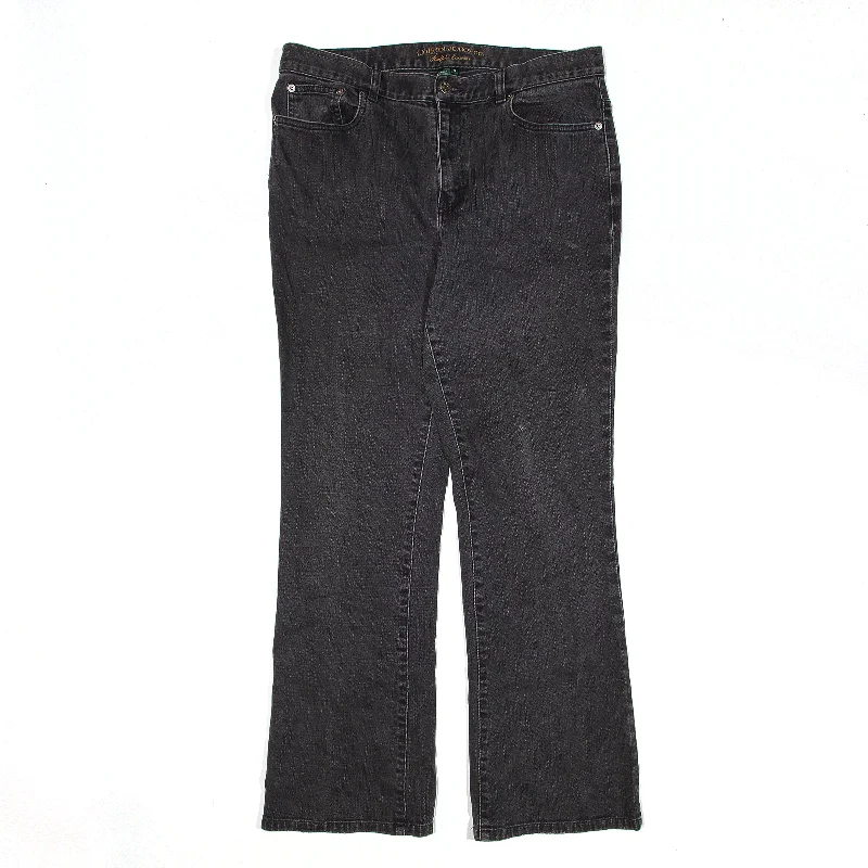LAUREN RALPH LAUREN Jeans Black Denim Slim Bootcut Womens W32 L30 Trendy Pleated Waist Jeans