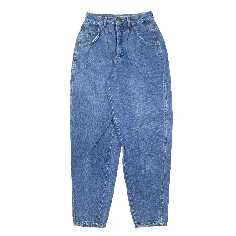 LEE Jeans Blue Denim Regular Mom Womens W25 L29 Fashionable Raw Edge Jeans