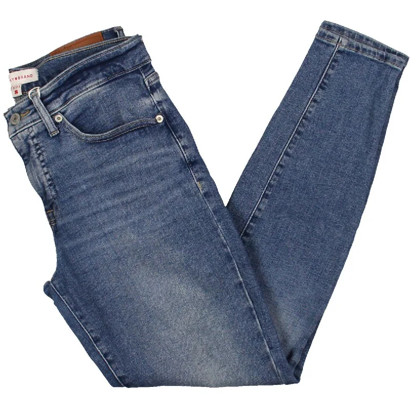 Lizzie Womens Low Rise Medium Wash Skinny Jeans Trendy Wide-Leg High-Waist Denim